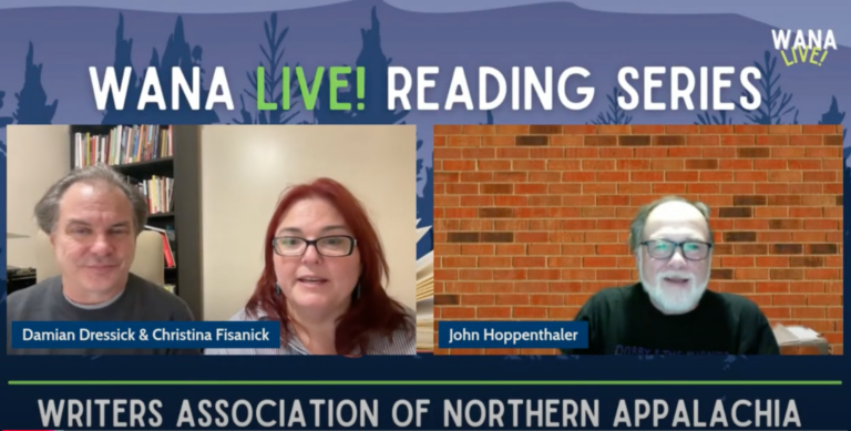 Three people on a YouTube channel smile on screen. John Hoppenthaler is on the far right. He has a white beard and mustache, with receding hair, and is wearing black-rimmed glasses and a black T-shirt while sitting in front of a red brick wall.