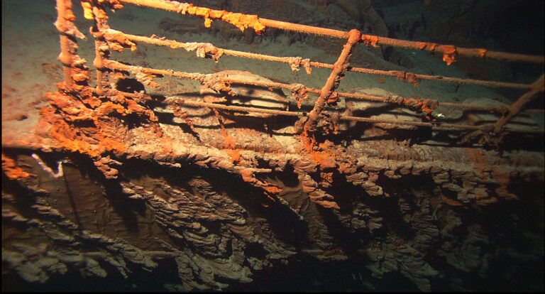 Rust shown on the Titanic sitting on the ocean floor