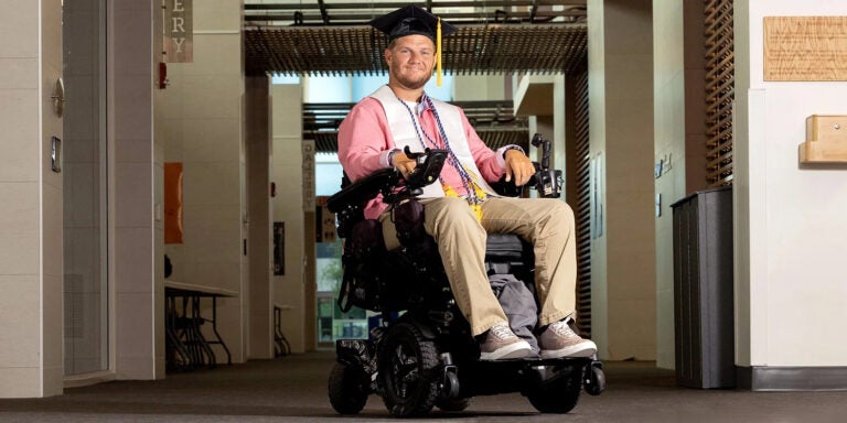Tom Duty in electric wheelchair