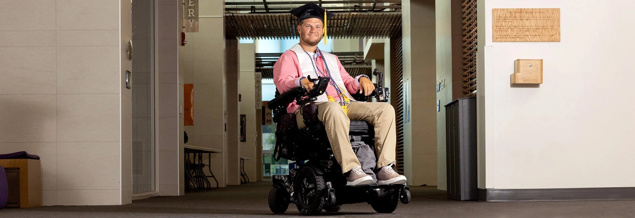 Tom Duty in electric wheelchair